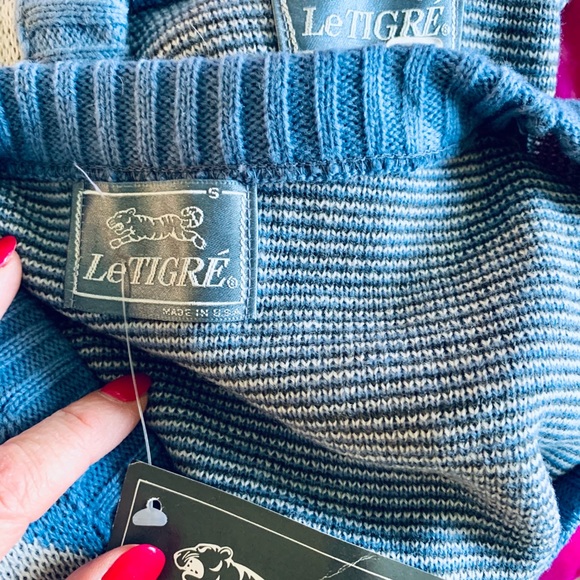 NWT Vintage Le Tigre Blue Argyle V Neck Sweater S - Picture 7 of 7